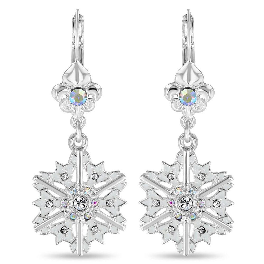 Sparkling Winter Snowflake Drope Earrings Ritzy Couture DeLuxe-Fine Silver Plate